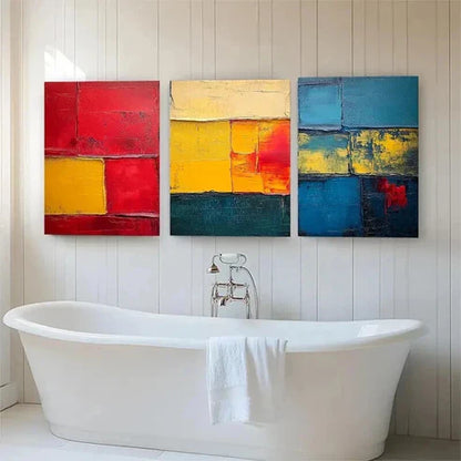 3pcs Thick Brushstrokes and Textured Perfect Wall  Art Set Canvas Unframed - High Quality Print 100% Australian Made Wall Canvas