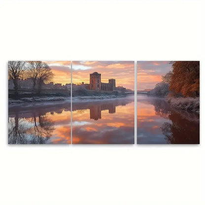3pcs Durham Cathedral Castle RI Wall Art Set Canvas Framed 40x60cm - High Quality Print 100% Australian Made Wall Canvas Ready to Hang