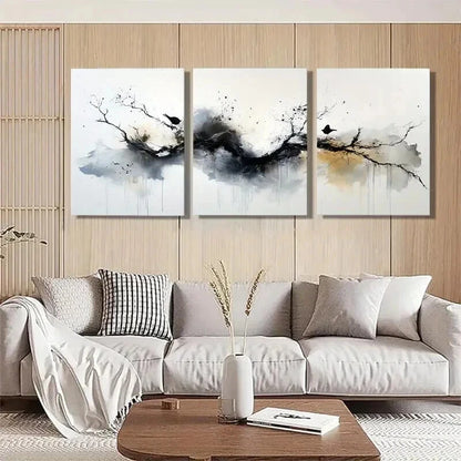 3pcs Elegant Black and Golden Abstract Perfect Wall Art Set Canvas Framed 40x60cm - High Quality Print 100% Australian Made Wall Canvas Ready to Hang