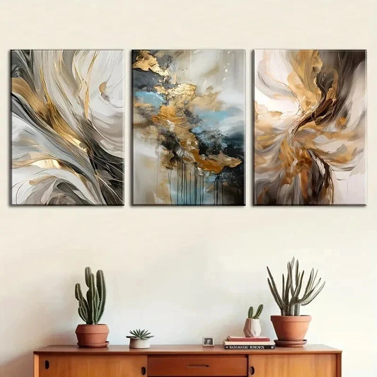 3pcs Featuring Abstract Luxury Décor Perfect Wall Art Set Canvas Framed 40x60cm - High Quality Print 100% Australian Made Wall Canvas Ready to Hang