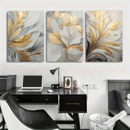 3pcs Featuring Nordic Luxury Abstract Metal Print Ready to Hang Art