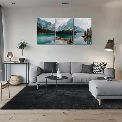 3pcs Scenic Mountain Lake Nature Painting Metal Print Ready to Hang Art