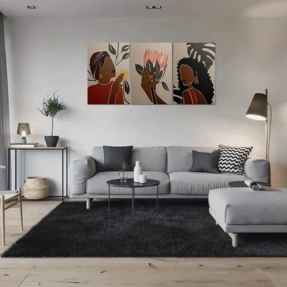 3pcs Modern Abstract Women & Floral Metal Print Ready to Hang Art