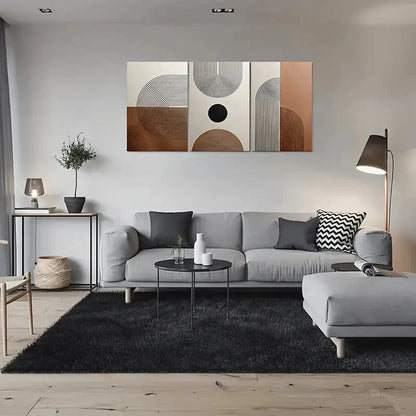 3pcs Geometric Patterns Brown Metal Print Ready to Hang Art