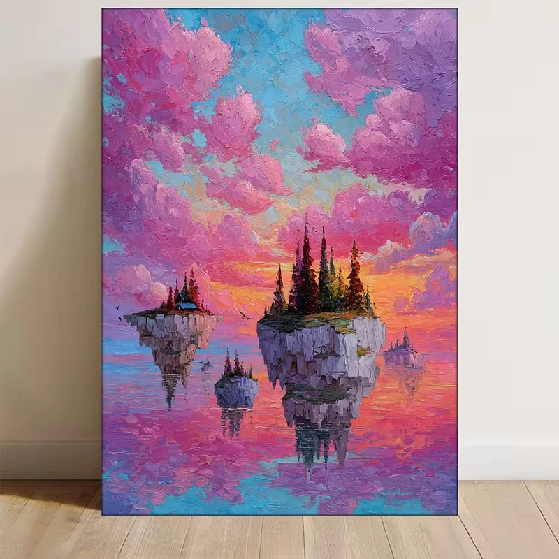 Dreamlike Floating Islands 60x90cm Metal Print Ready to Hang