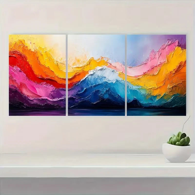 3pcs Abstract Colorful Oil Decor  Wall Art Set Canvas Framed 60x90cm - High Quality Print 100% Australian Made Wall Canvas Ready to Hang