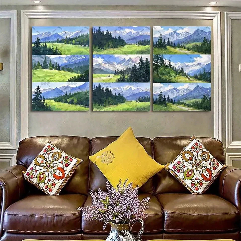 3pcs Mountain & Lake Pine Forest Metal Print Ready to Hang Art