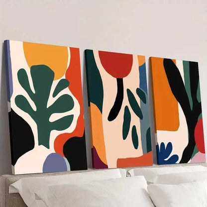 3pcs Simple Color Block Leaf Painting Wall Art Set Canvas Framed 40x60cm - High Quality Print 100% Australian Made Wall Canvas Ready to Hang