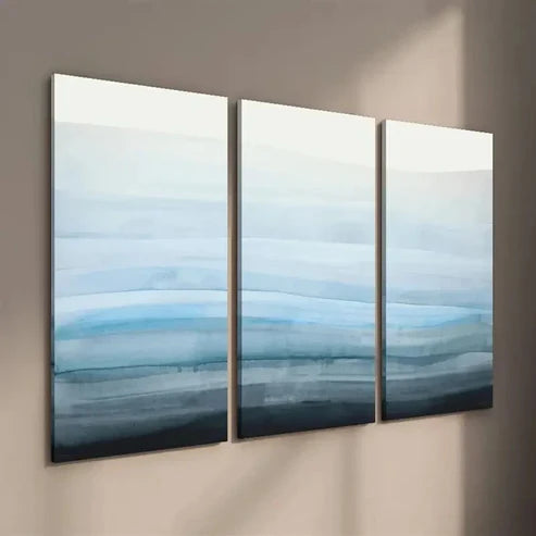 3pcs Abstract Coastal Misty Landscape Wall Art Set Canvas Unframed - High Quality Print 100% Australian Made Wall Canvas