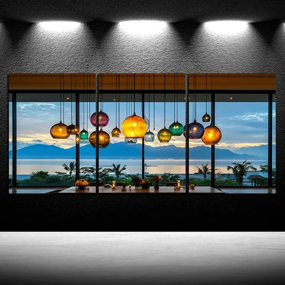 3pcs Chandelier Colourful Hanging Lamps Metal Print Ready to Hang Art