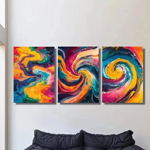 3pcs Abstract Bright Colors Fluid Wall Art Canvas Unframed - High Quality Print 100% Australian Made Wall Canvas