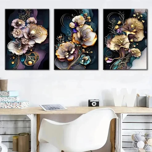 3pcs Abstract Wind Flowerc Landscape Wall Art Set Canvas Unframed - High Quality Print 100% Australian Made Wall Canvas