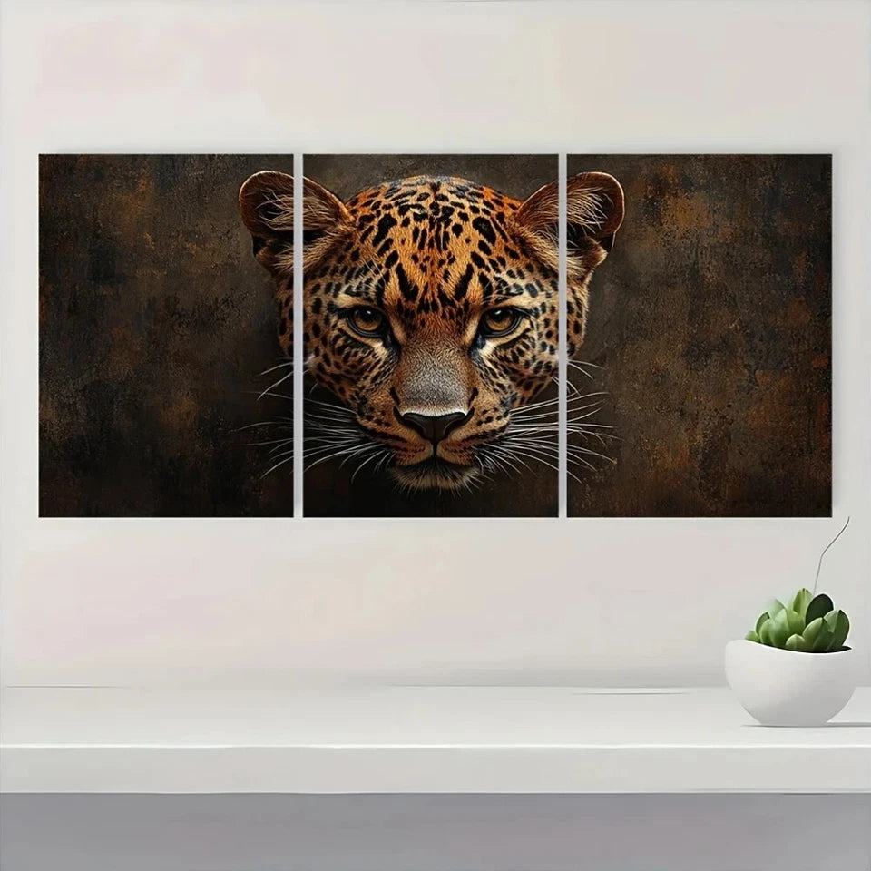 3pcs Rustic Animal Leopard Farmhouse Metal Print Ready to Hang Art