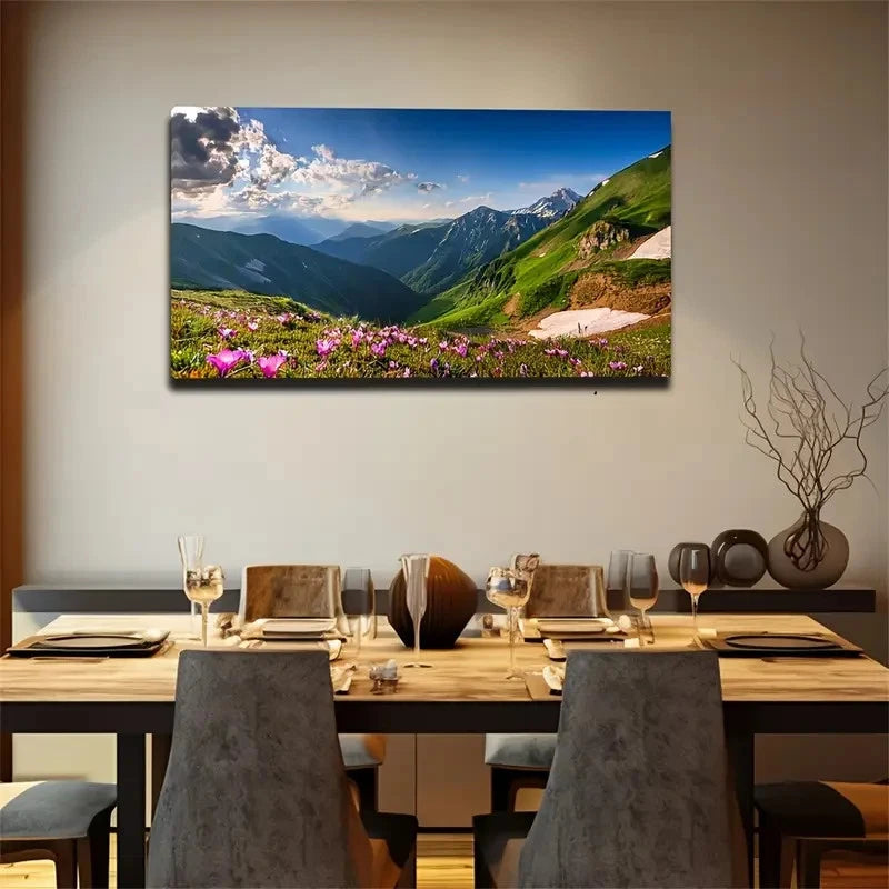 Spring Season High Mountain Wall Art Canvas Office Home Room Framed 120x60cm