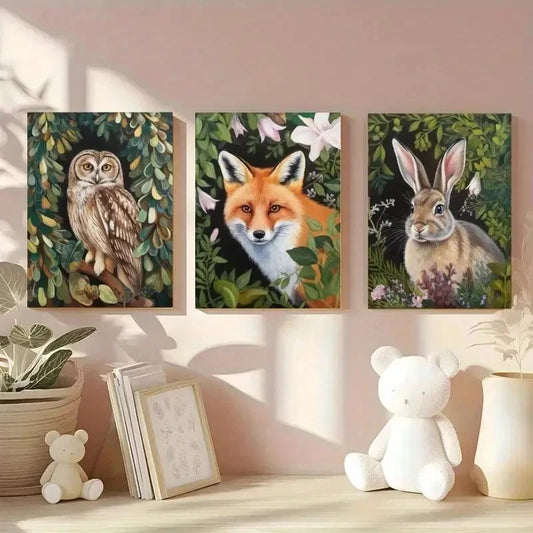 3pcs Realistic Animal Paintings Vibrant Colour Wall Art Set Canvas Framed 40x60cm - High Quality Print 100% Australian Made Wall Canvas Ready to Hang