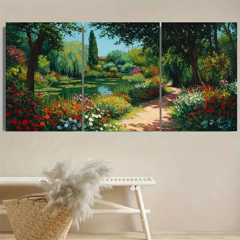 3pcs Crescent Moon Floral Botanical William Wall Art Set Canvas Framed 60x90cm - High Quality Print 100% Australian Made Wall Canvas Ready to Hang