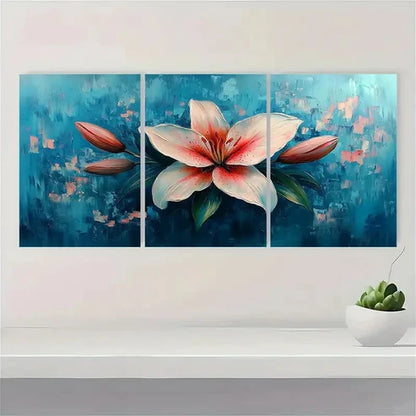 3pcs Original Lily Flower JK Wall Art Set Canvas Unframed - High Quality Print 100% Australian Made Wall Canvas