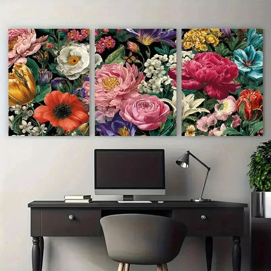 3pcs Flower Perfect Botanical Girly Perfect Wall Art Canvas Framed 60x90cm