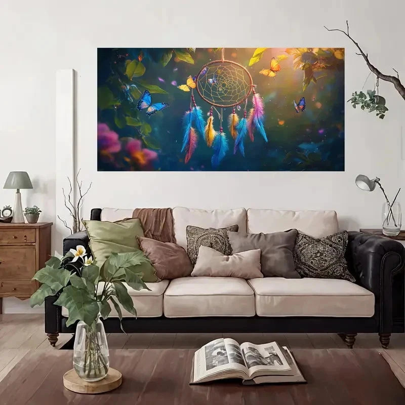 Vibrant Purple Butterfly Garden Wall Art Canvas Office Home Room Framed 120x60cm