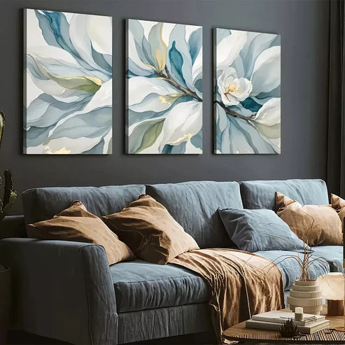 3pcs Modern Artistic Abstract Floral Landscape Wall Art Set Canvas Framed 60x90cm - High Quality Print 100% Australian Made Wall Canvas Ready to Hang
