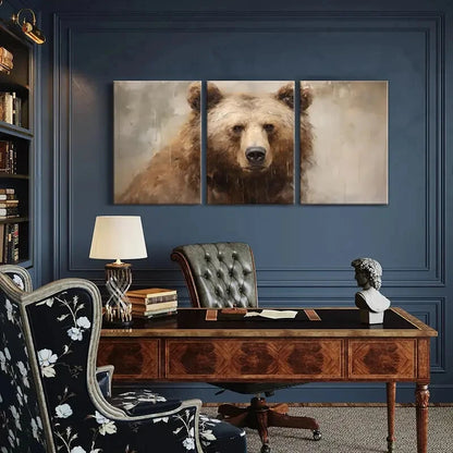 3pcs Artistic Bear Portrait Wildlife Art Metal Print Ready to Hang Art