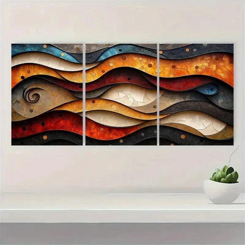 3pcs Brown Geometric Dot Collage Abstract A Wall Art Set Canvas Unframed - High Quality Print 100% Australian Made Wall Canvas