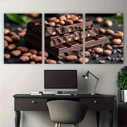 3pcs Cocoa Beans Chocolate Décor Perfect Wall Art Set Canvas Framed 60x90cm - High Quality Print 100% Australian Made Wall Canvas Ready to Hang