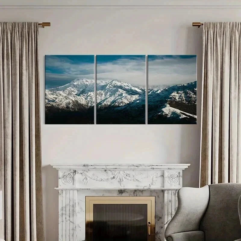 3pcs Snow Mountains on an Ocean Scenery Wall Art Set Canvas Framed 40x60cm - High Quality Print 100% Australian Made Wall Canvas Ready to Hang