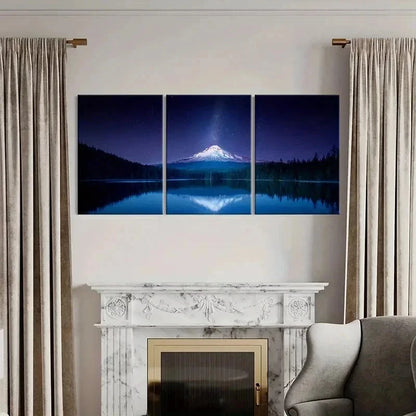 3pcs Snow Mountain Milky Way Lake Wall Art Set Canvas Framed 40x60cm - High Quality Print 100% Australian Made Wall Canvas Ready to Hang