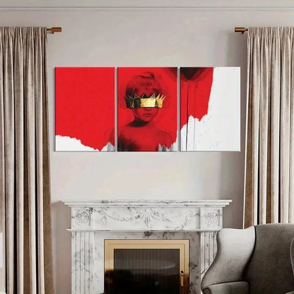 3pcs Abstract Child with Gold Crown Wall Art Set Canvas Framed 40x60cm - High Quality Print 100% Australian Made Wall Canvas Ready to Hang