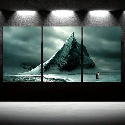 3pcs Antarctica Iceberg Black Sky Metal Print Ready to Hang Art