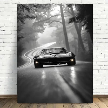 Beautiful Vintage Road Trip Modern Painting 40x60cm Metal Print Ready to Hang