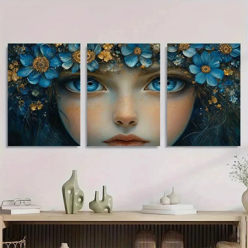 3pcs The Clairvoyant Fine Whimsical Perfect Wall Art Set Canvas Framed 40x60cm - High Quality Print 100% Australian Made Wall Canvas Ready to Hang