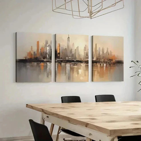 3pcs Abstract Modern Cityscape Decor Wall Art Canvas Unframed - High Quality Print 100% Australian Made Wall Canvas