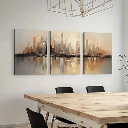 3pcs Abstract Modern Cityscape Decor Wall Art Canvas Unframed - High Quality Print 100% Australian Made Wall Canvas