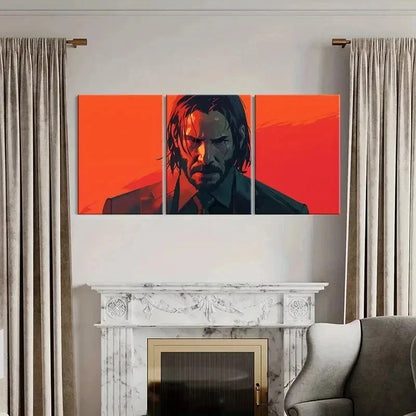 3pcs Classic Movie Character John Wick Wall Art Set Canvas Framed 40x60cm - High Quality Print 100% Australian Made Wall Canvas Ready to Hang