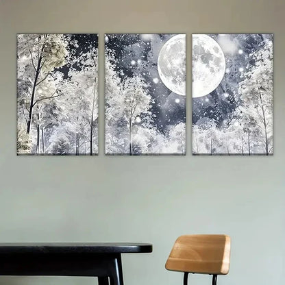 3pcs forest with full moon Wall Art Set Canvas Unframed - High Quality Print 100% Australian Made Wall Canvas