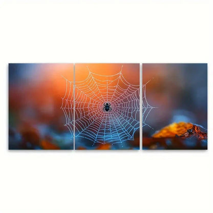 3pcs Eerie Fog Spider Web Y Wall Art Set Canvas Framed 50x70cm - High Quality Print 100% Australian Made Wall Canvas Ready to Hang