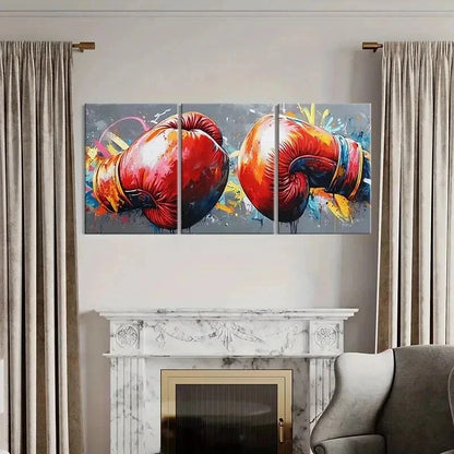 3pcs Abstract Graffiti Art of Boxing Gloves Wall Art Set Canvas Framed 50x70cm - High Quality Print 100% Australian Made Wall Canvas Ready to Hang