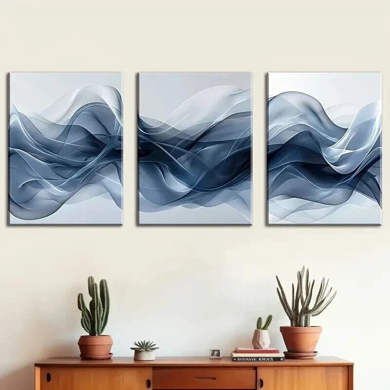 3pcs Abstract Geometric Lines Decoration Wall Art Set Canvas Framed 40x60cm - High Quality Print 100% Australian Made Wall Canvas Ready to Hang