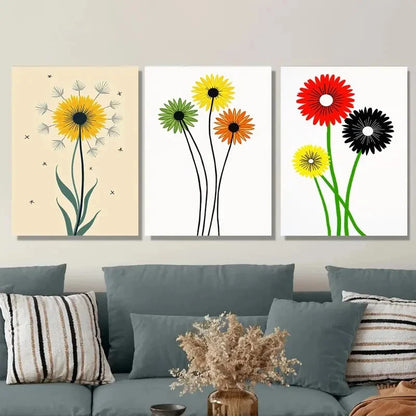 3pcs Colorful Modern Floral Abstract Flower Wall Art Set Canvas Framed 40x60cm - High Quality Print 100% Australian Made Wall Canvas Ready to Hang