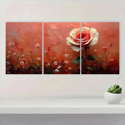 3pcs Small White Rose Artwork TR Wall Art Set Canvas Unframed - High Quality Print 100% Australian Made Wall Canvas