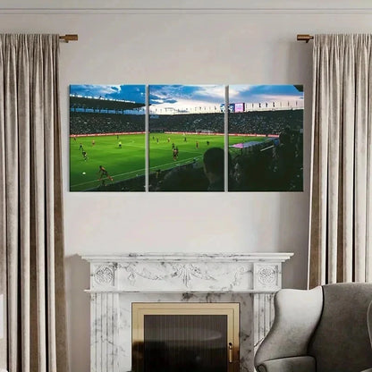 3pcs Players and Fans in the Football Stadium Wall Art Set Canvas Framed 40x60cm - High Quality Print 100% Australian Made Wall Canvas Ready to Hang