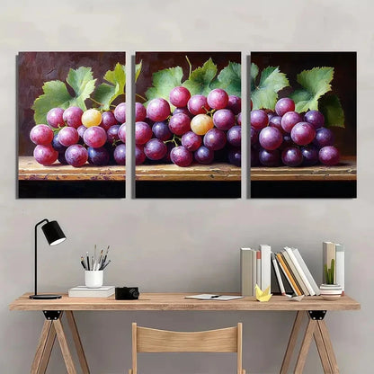 3pcs Bunch Of Grapes Décor Perfect Wall Art Set Canvas Framed 40x60cm - High Quality Print 100% Australian Made Wall Canvas Ready to Hang