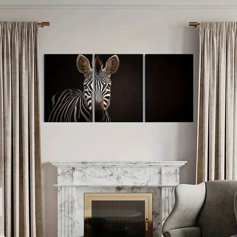 3pcs Zebra Art Wildlife Photography Black White Metal Print Ready to Hang Art