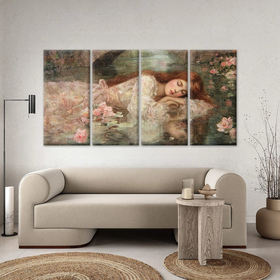 4pcs Vintage Oil Painting of Woman Roses Wall Art Canvas Framed 45x80cm - High Quality Print 100% Australian Made Wall Canvas Ready to Hang