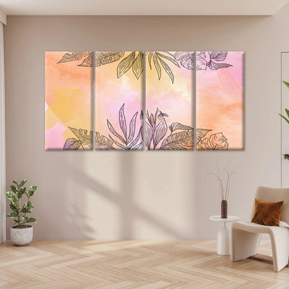 4pcs Modern Abstract Pastel Watercolour Pink Wall Art Canvas Framed 45x80cm - High Quality Print 100% Australian Made Wall Canvas Ready to Hang