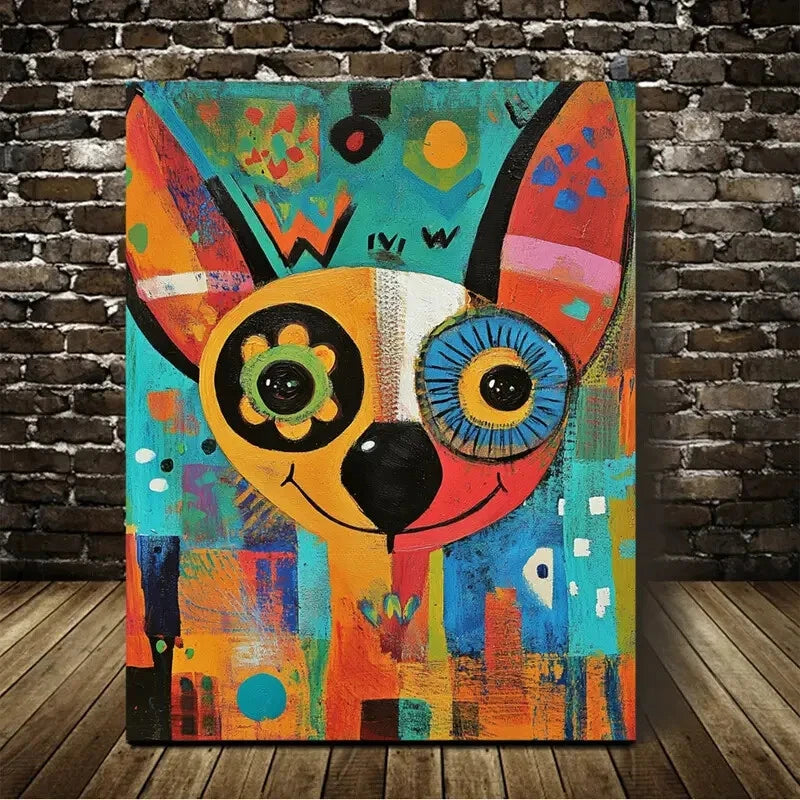 Beautiful Abstract Art a Cute Pet Corgi Painting 40x60cm Metal Print Ready to Hang
