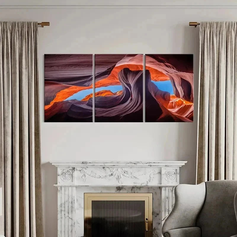 3pcs Natural Landscape Art Antelope Canyon Wall Art Set Canvas Framed 50x70cm - High Quality Print 100% Australian Made Wall Canvas Ready to Hang