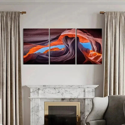 3pcs Natural Landscape Art Antelope Canyon Wall Art Set Canvas Framed 50x70cm - High Quality Print 100% Australian Made Wall Canvas Ready to Hang